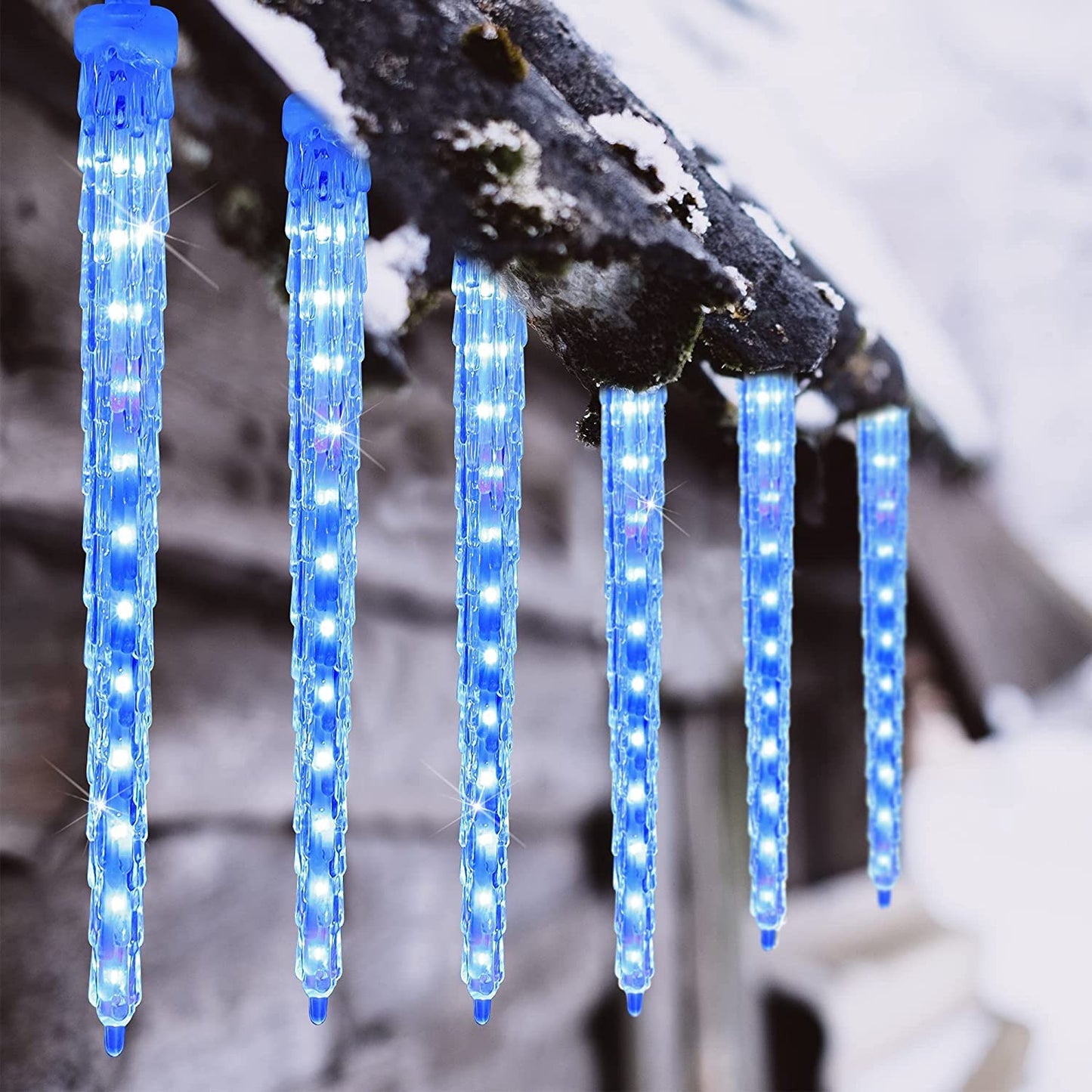 Joomer Icicle Christmas Lights Outdoor, 13FT 20 Icicles 400 LED Meteor Shower Icicle Lights Timer Waterproof Connectable Christmas Light for Outside Home Xmas Decoration - Blue
