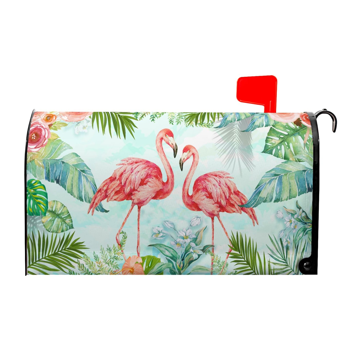 Summer Mailbox Covers Flamingo Flowers Tropical Mailbox Cover Post Letter Box Cover for Garden Standard Size 21x18 in Mail Box Wraps for Yard Home Decor