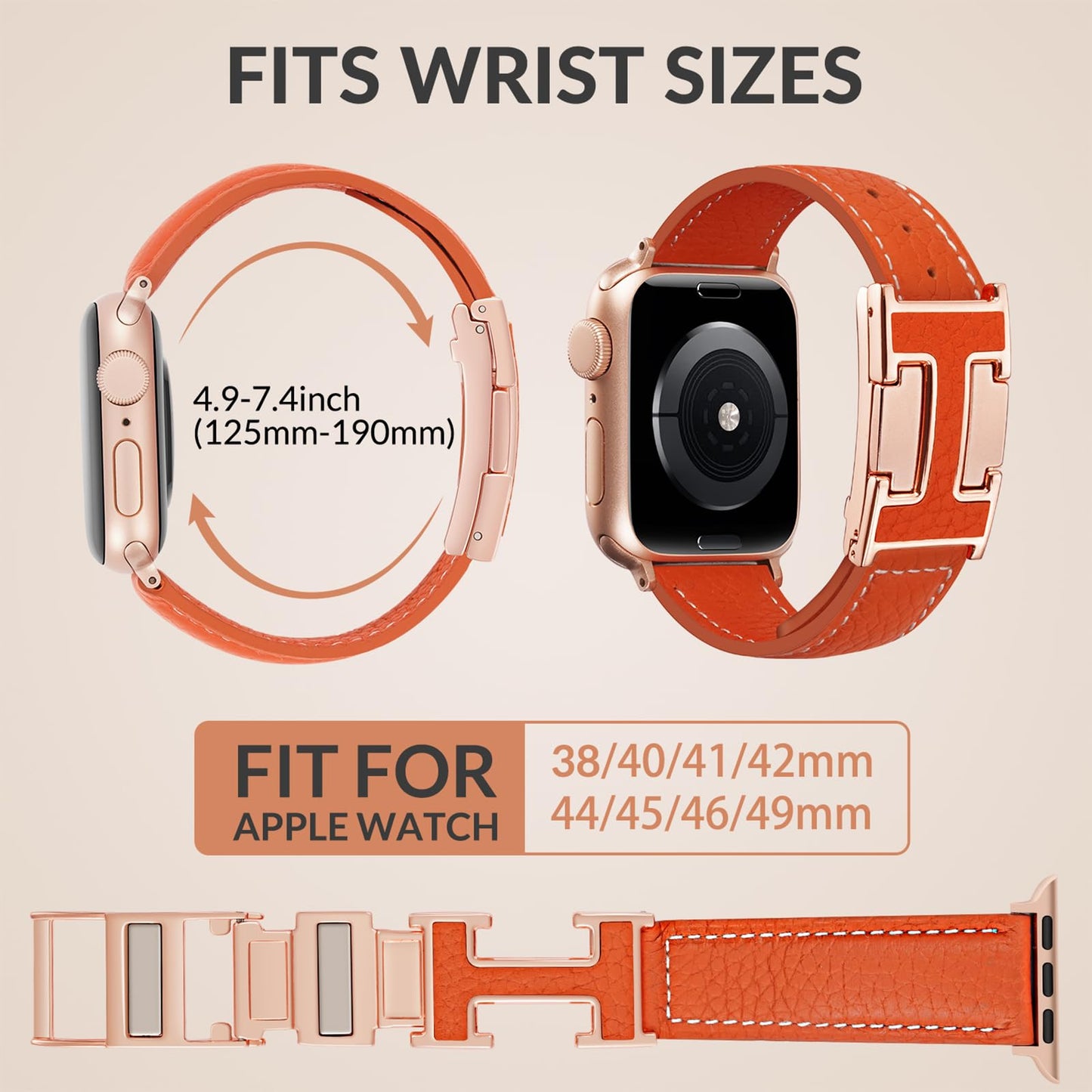 JSGJMY Leather Magnetic Band Compatible with Apple Watch Bands 38mm 40mm 41mm 42mm 44mm 45mm 46mm 49mm for Women Men，Top Grain Leather Designer Replacement Strap for iWatch Ultra SE Series11/10/9/8/7/6/5/4/3/2/1