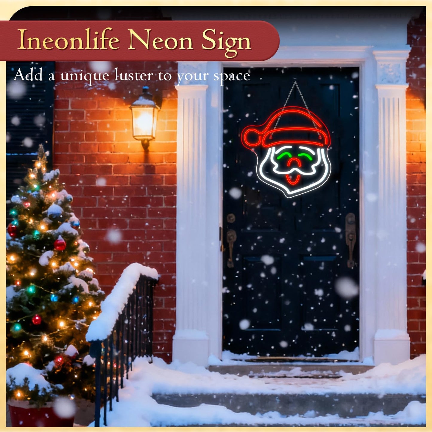 ineonlife Santa Claus Neon Sign Merry Christmas Led Light Up Christmas Neon Signs for Wall Decor Acrylic Board Santa Claus Decor Suitable for Party Indoor Bedroom Gifts