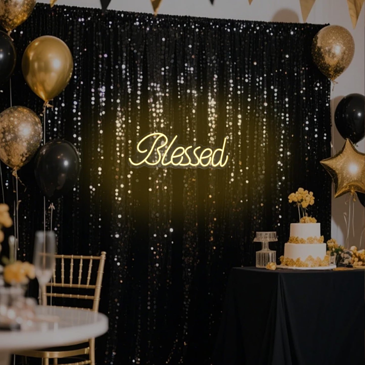 Blessed LED Neon Sign,19.6 x 7.5 Inch Light Up Letter Neon Lamp, Wall Art Decor for Teen Bedroom, Holiday Party, Wedding & Home Room Decoration (Warm White)