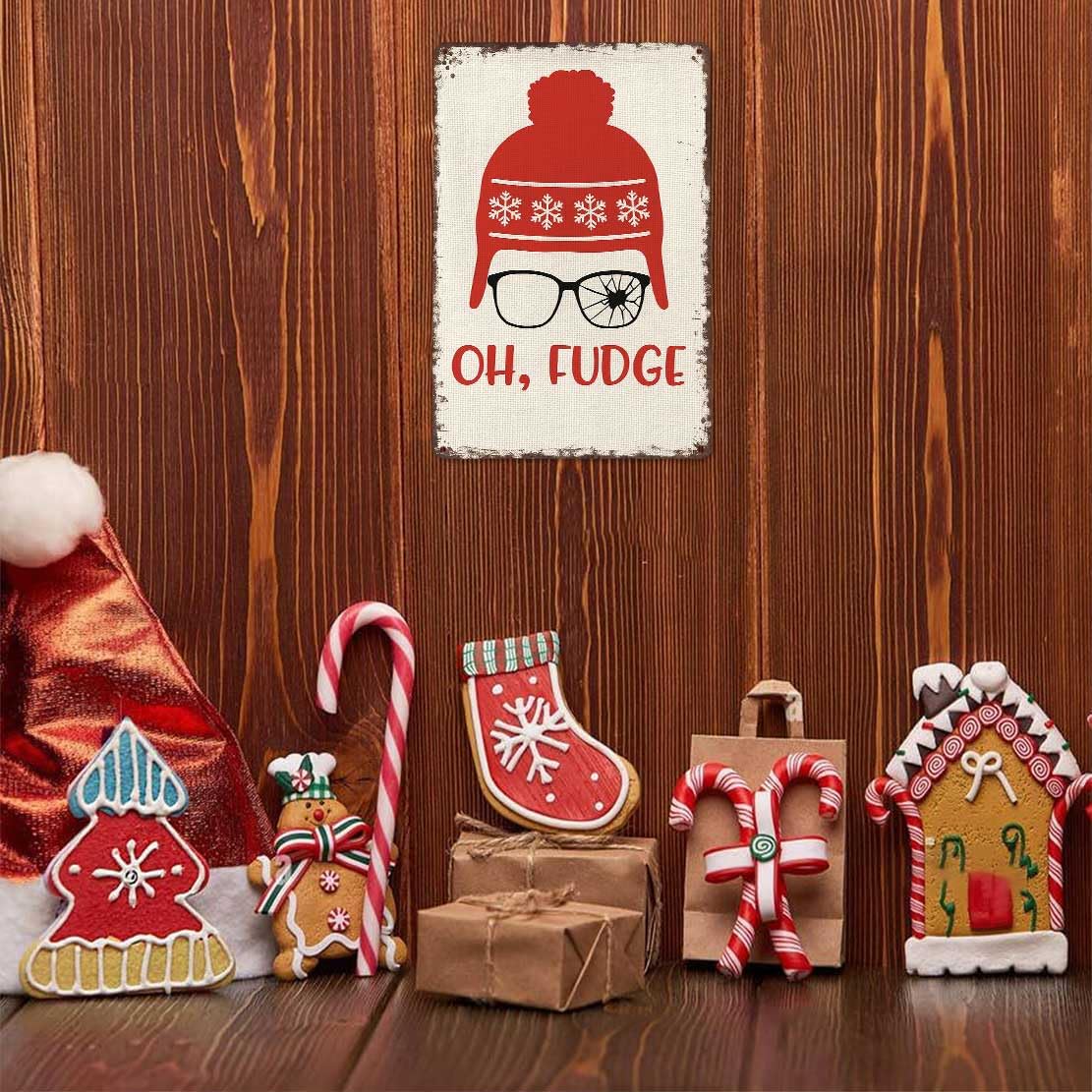 Vintage Christmas Tin Sign 8X12inch-Adds Nostalgic Festive Atmosphere to Any Room Office Bar