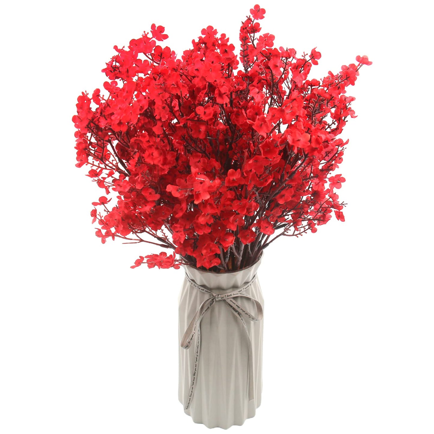 Hananona 10 Pcs Babys Breath Artificial Flowers Real Touch Fake Red Flowers Silk Plants for Christmas Home Decor Indoor Floral Arrangement Table Centerpieces Halloween Decor (Red, 10)