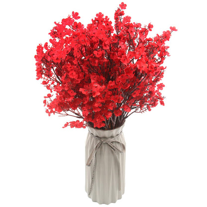 Hananona 10 Pcs Babys Breath Artificial Flowers Real Touch Fake Red Flowers Silk Plants for Christmas Home Decor Indoor Floral Arrangement Table Centerpieces Halloween Decor (Red, 10)