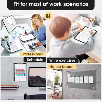 Macroclo Plastic Clipboards, A4 Black Clip Board 8.5x11 for Classroom, Students, Kid, Woman, Size 9" x 12.5" with Low Profile Clip, Office & School Supply