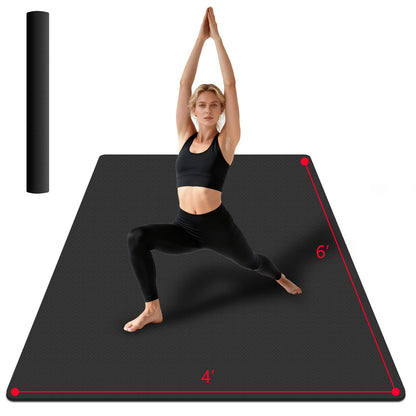 VTORY Extra Large Yoga Mat 6'x 4'x 8mm (1/3in) Thick Exercise Mat for Men and Women, Non-Slip, Durable Workout Mat for Home Workout, Yoga, Pilates, Stretching (Black)