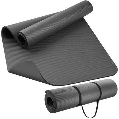 KEEP Extra Thick NBR Yoga Mat for Women & Men, 15mm Thick, 72”x32” Large Exercise Mat with Non-Slip Workout Mat for Yoga, Pilates, Stretching, Meditation – Wide & Cushioned Fitness Mat,Grey