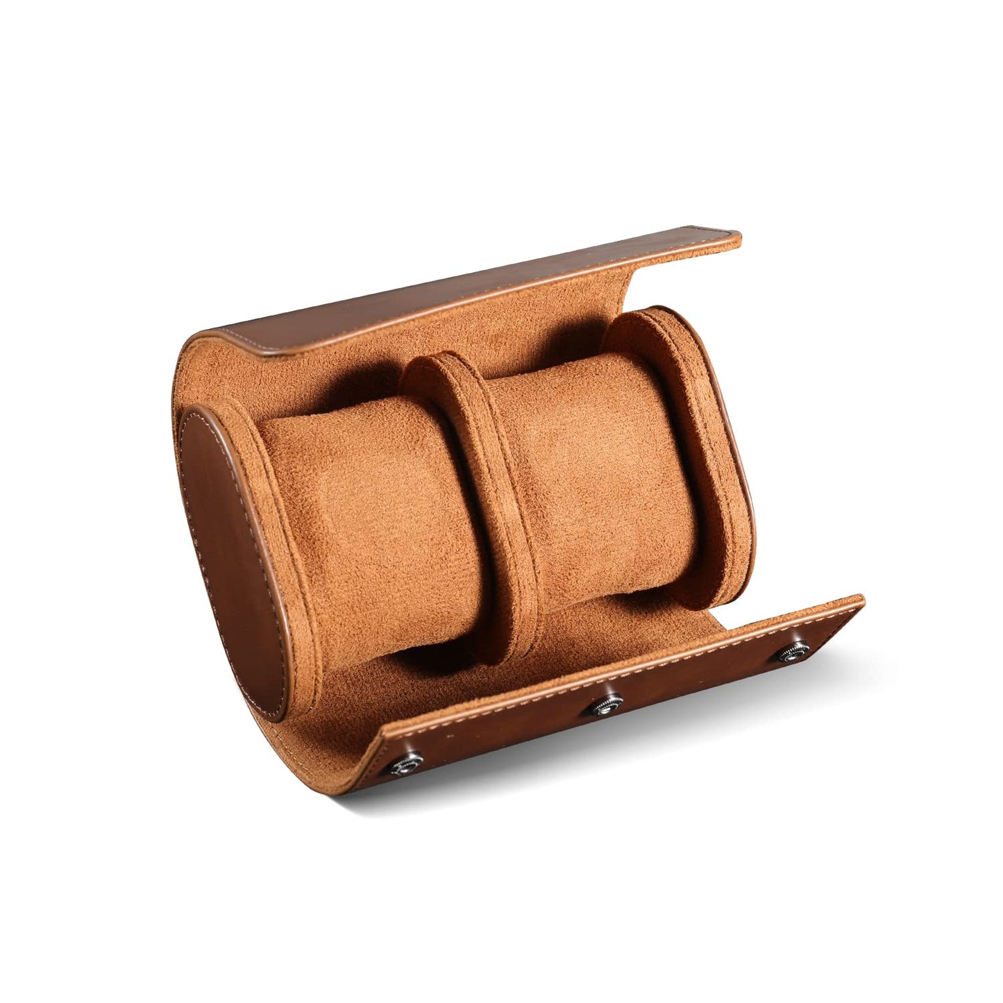 ROSELLE Watch Roll Travel Case for Men and Women- 2 Watch Storage and Organizer-Secure Storage with Innovative Removable Pillows & Solid Dividers for Home, Travel and Display (Brown-2 Slot)