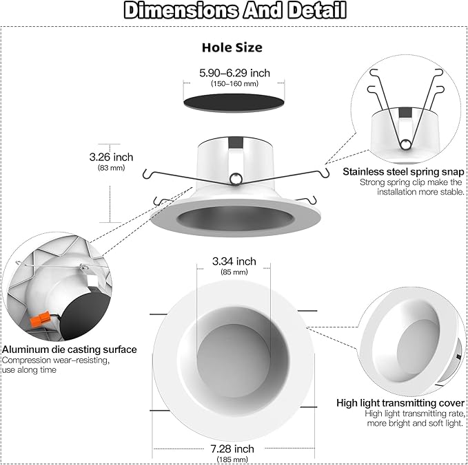 Smart Can Light 6 Inch, Multicolorred, Dimmeble, 2700K-6500K CCT Selectable, RGB Remote LED Recessed Lighting 4 Pack, WiFi & Bluetooth LED Downlight, Compatible with Alexa Google Home