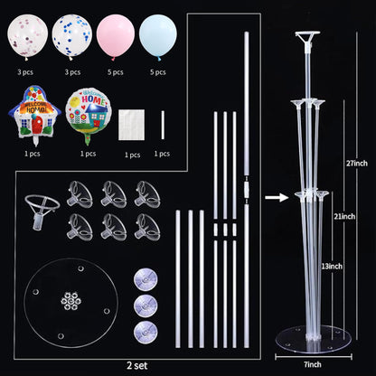 Welcome Home Balloons Table Centerpiece Stand Kit 2 Sets for Table with Blue Pink Sequin Balloons for Welcome Home Baby Shower Birthday Party Decorations