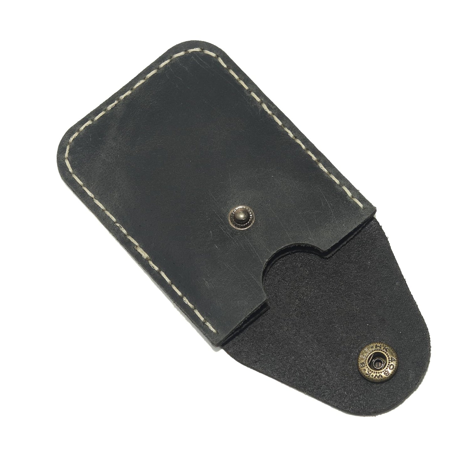 JingRongDa Handmade Men's Slim Genuine Leather Card Holder with Secure Closure Design Front Pocket Design Card Case for Everyday Carry (Black)