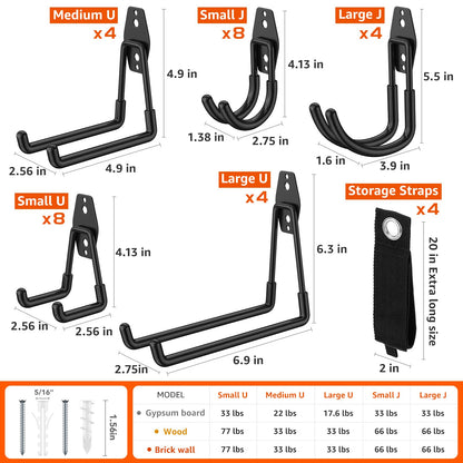 ITCPRIM 32 Pack Garage Hooks with Anti-Slip Coating Heavy Duty Wall Mount Hooks for Garage Storage and Hanging Hoses Bike Garden Tools Ropes etc