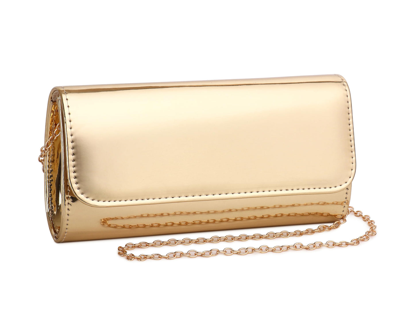 MUDUO Patent Leather Envelope Clutch Purse Shiny Candy Foldover Clutch Evening Bag for Women (Gold18)
