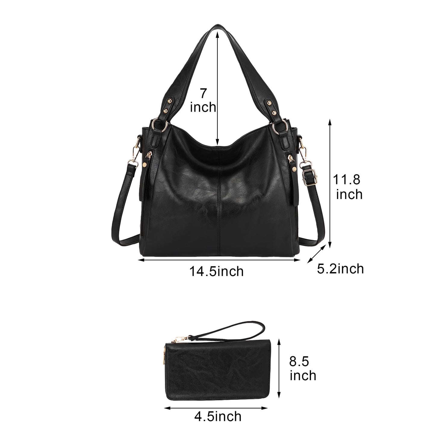 TOVAXY Women's Hobo Handbags Crossbody Bags Ladies Tote Shoulder Bags Purses and Wallet Set 2pcs