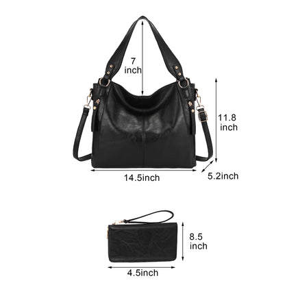 TOVAXY Women's Hobo Handbags Crossbody Bags Ladies Tote Shoulder Bags Purses and Wallet Set 2pcs
