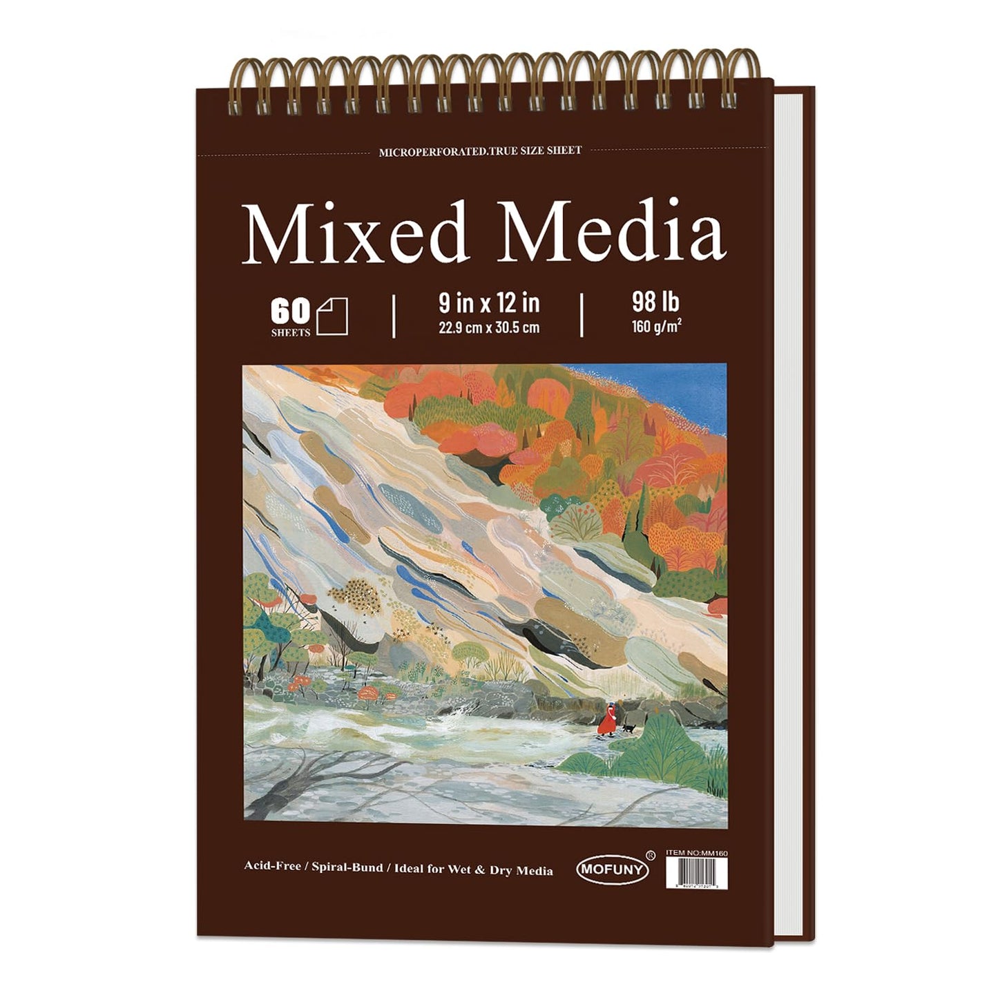 Mixed Media Sketchbook 9" x 12" - Multimedia Sketchbook Hardcover, Spiral Bound, 60 Sheets 98lb/160gsm Mixed Media Paper, Watercolor Sketch Books for Artist Supplies, Painting, Drawing & Art Supplies.
