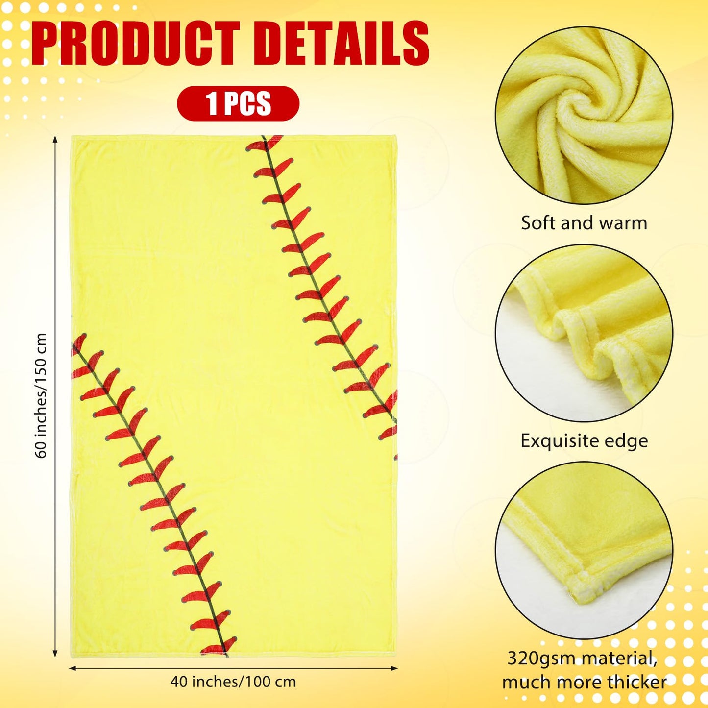 Fanfanwin 1 Pcs Softball Flannel Blanket 40"x60" Softball Fleece Throw Blanket for Teen Team Coach Gifts Ball Themed Accessories Decoration for Sport Lovers Birthday Christmas Adult Gift Favors