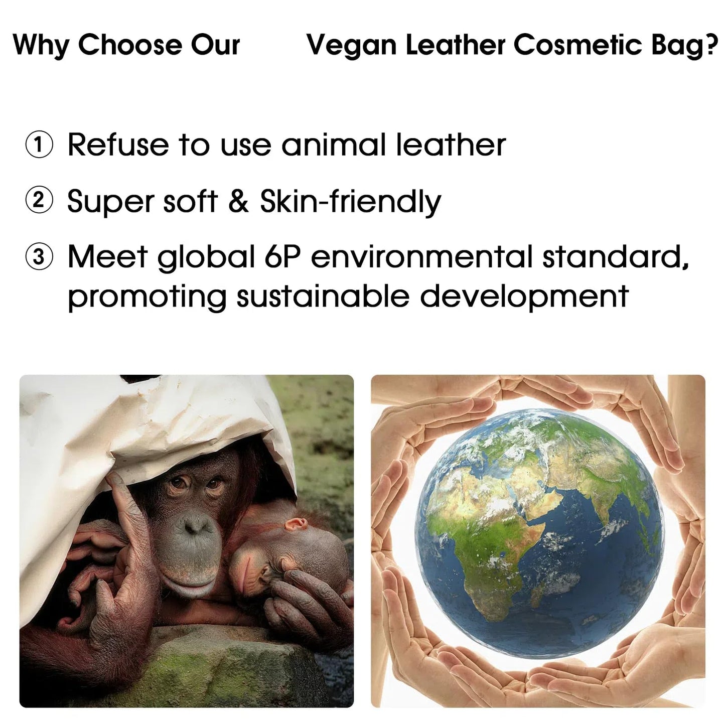 Wandering Nature Makeup Bag, Travel Make Up Organizer Cosmetic Brush Bags Case for Women in Vegan Leather, Sage Green, Patent Pending