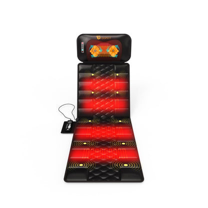 Massage-Mat, Detachable Neck Massager, Full Body Vibration Heating, Massage Pad with 10 Vibrating Motors and 9 Speed Settings for Home Office Use, Black