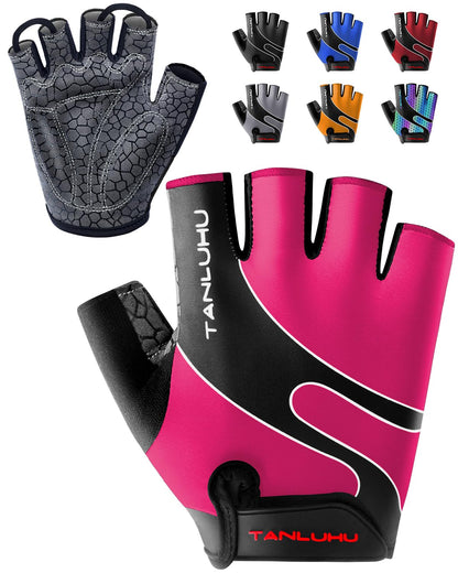 Tanluhu Cycling Gloves - Mountain Bike Half Finger Road Riding Gloves, Breathable, Shock-Absorbing, for Men and Women