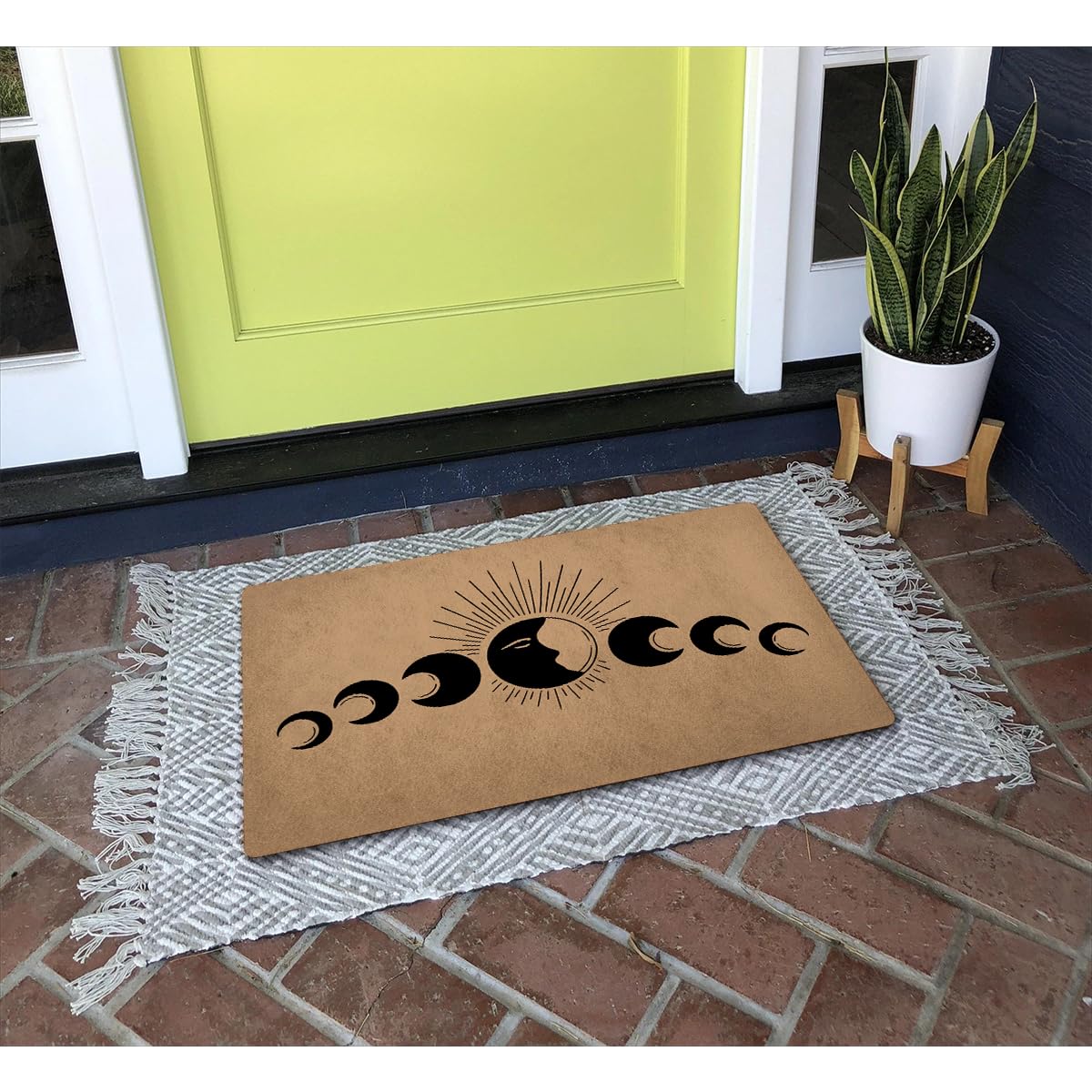 GXFC ZHAO Funny Welcome Doormats Decorative Area Rugs for Entrance Novelty Gift Mat Front Door Porch Patio Mats(23.7 X 15.9 in) (Moon Phase Witchtok Boho Sun and Star Celestial Decor)