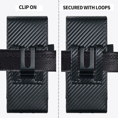 CusPra Holster Pouch for Samsung Galaxy Z Fold 8/7/6/5/4/3 with S Pen Holder & Belt Clip & Card Holder, Luxury Carbon Fiber Leather Holster Case with Belt Loop&Metal Clip&Magnetic Closuer (Vertical)