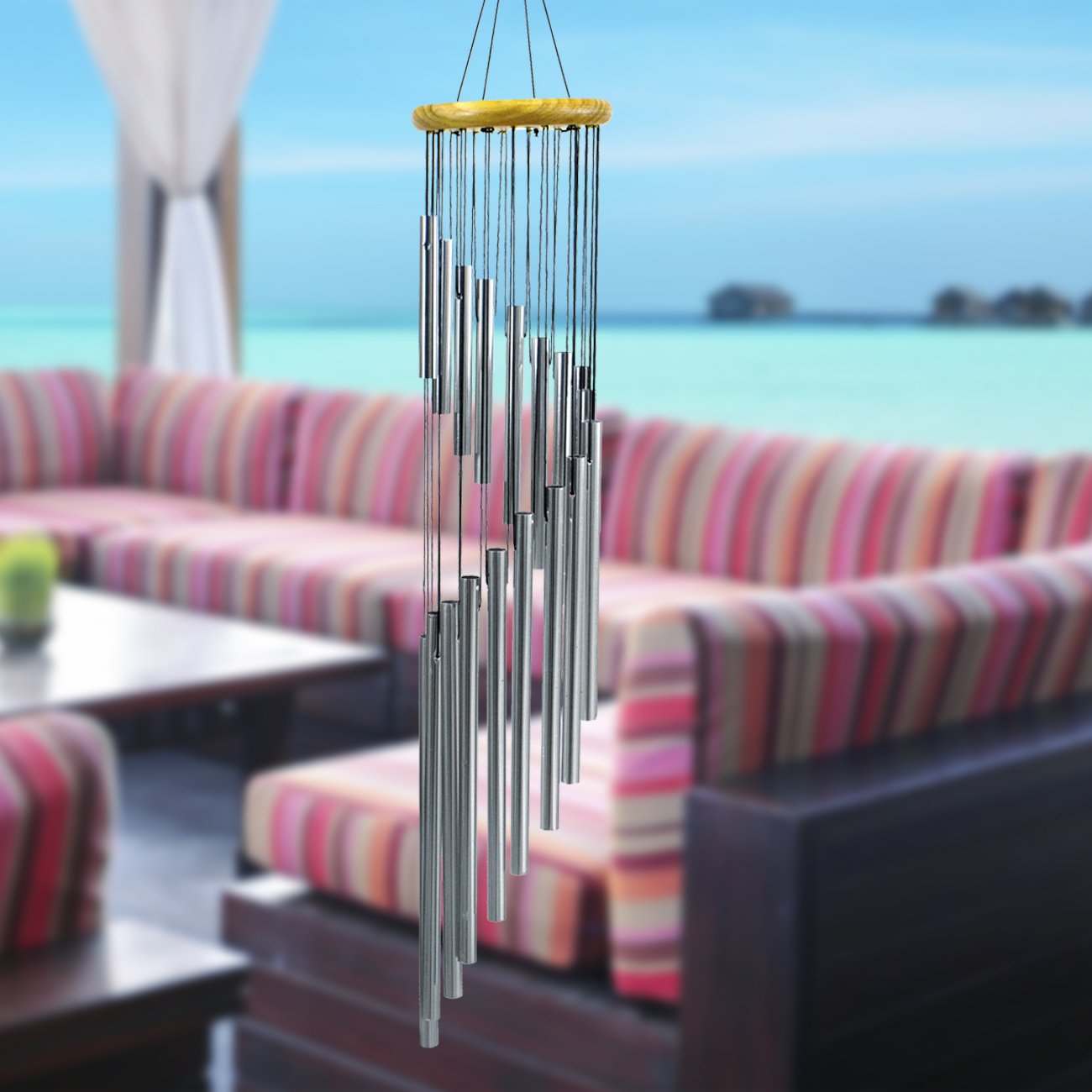 Sorbus Wind Chimes – Tubular Decorative Outdoor Garden Accent with Soothing Musical Bell Sounds – Great for Memorial, Home, Deck, Patio, or Garden, Metal