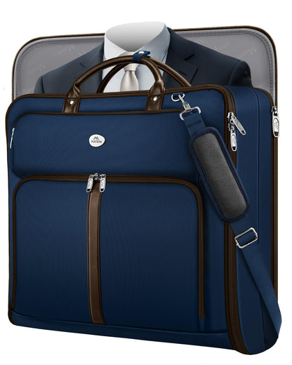 MATEIN Suit Bag Travel, Large Travel Garment Bag Up to 7 Suits with Strap, Business Foldable Garment Carrier Fit 17.3 inch laptop, 2 in 1 Carry On Hanging Luggage Suitcase with Shoe Compartment, Blue