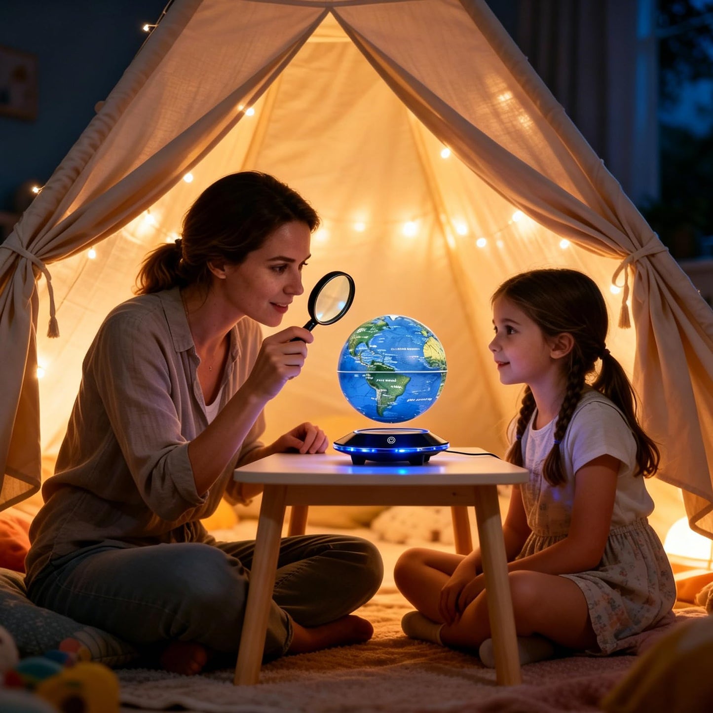 Levitating Globe with White LED Light, Magnetic Floating World Map Globes 360 Degree Rotating Display Mood Lamp Night Lights for Home Office Desk Decoration Birthday Gifts