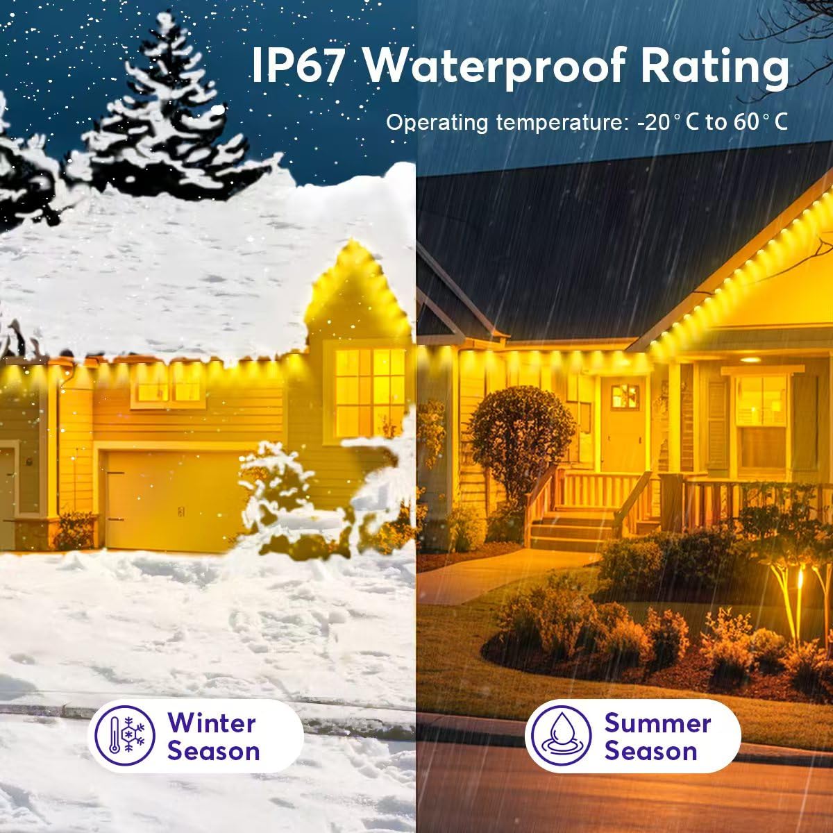 200ft Permanent Outdoor Lights RGB Eaves Lights, Waterproof LED Eaves Lights with App&Remote Control,for Christmas,Party, Daily, Halloween and All Holiday Decor,House Roof and Garden Lighting