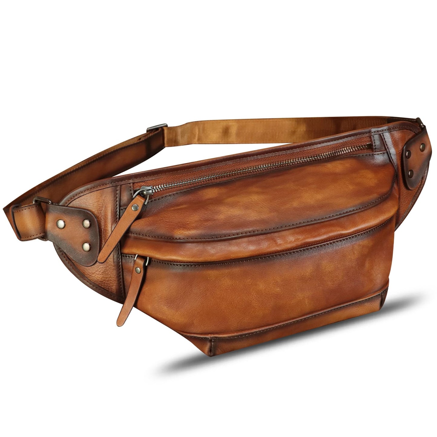 Genuine Leather Fanny Packs for Men and Women Hip Waist Bag Real Leather Fanny Sling Bag Crossbody Chest Purse (Brown)