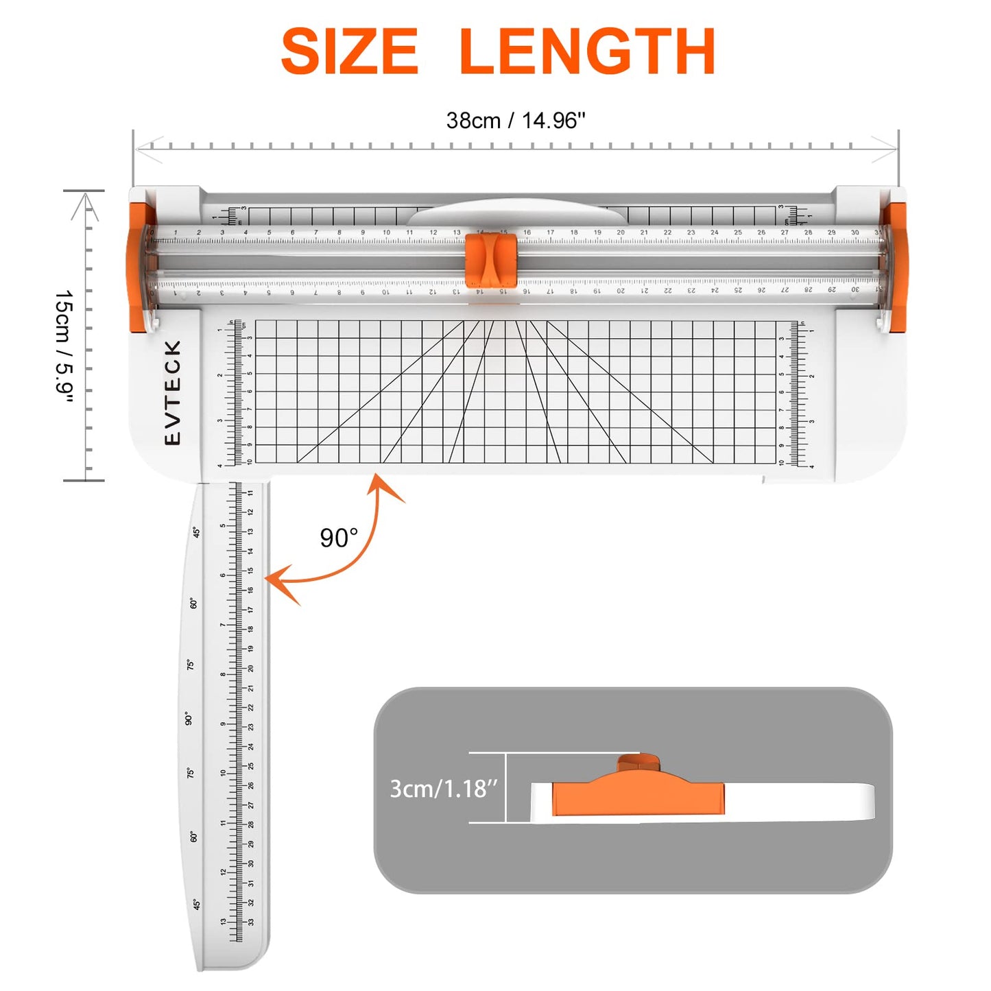 Evteck Paper Cutter 12 Inch Paper Trimmer Slider Crafting Scrapbooking Supplies for A4 Vinyl Photo Cardstock with Security Blade and Foldable Ruler