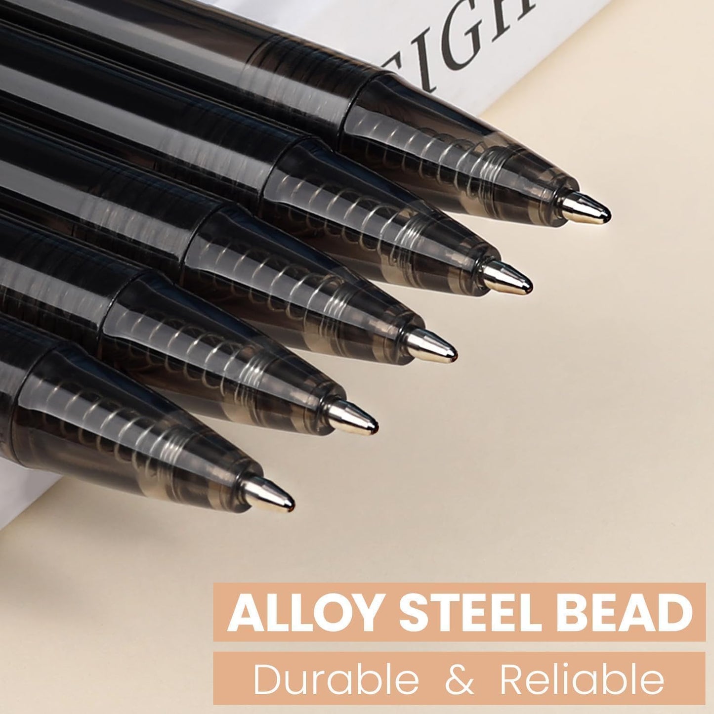 Black Pens Bulk, 60 Pack Durawrite Retractable Ballpoint Pens Black Ink 1.0mm, Click Pens No Bleed No Skip Smooth & Vivid Writing for Teachers, Students, Restaurant Servers, School & Office Supplies