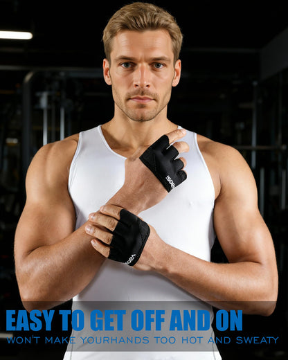 FitDA Weight Lifting Gloves, Short Micro Workout Gloves for Men & Women, Grip Pads with Full Palm Protection,Great for Weightlifting,Gym,Cross Training,Powerlifting (Black-L)