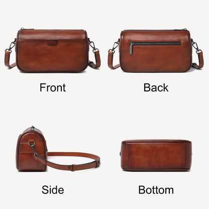Genuine Leather Crossbody Purses Bag for Women,Travel Casual Handbag Bag, Small Shoulder Cross body Purse with Two Adjustable Straps(Brown)
