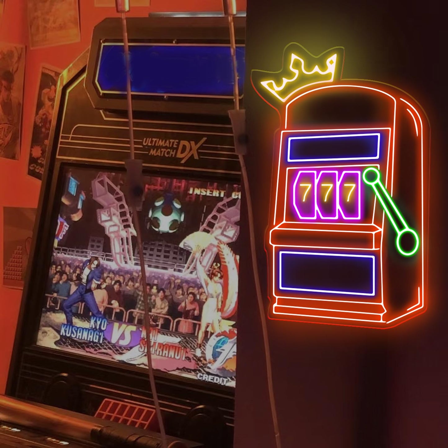 Slot Machine Neon Sign, Slot Machine Led Light, Game Icons For Casino, Playing Cards Aces, Poker Club And Casino Decor Gift For Gamer, Teen Boy Room Decor, Bar Decoration