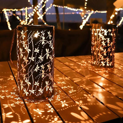 2 Pack Solar Lanterns Outdoor Waterproof Dragonfly Lantern Garden Decor Birthday Gifts for Women Mom Grandma Hanging Solar Lights Metal Decoration for Yard, Patio, Backyard, Porch