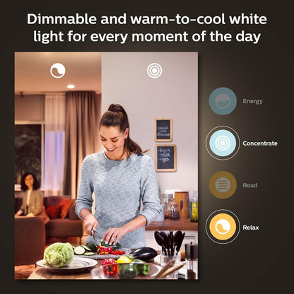 Philips Hue 40W B39 Candle-Shaped Smart LED Light Bulbs - Warm-to-Cool White Ambiance - 4 Pack - 450LM - E12 - Indoor - Control with Hue App - Works with Voice Assistants