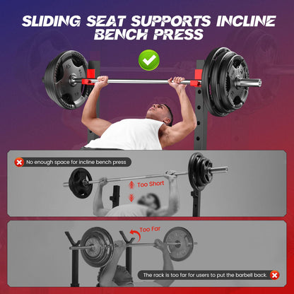 OPPSDECOR 900 LBS Weight Bench Set with Squat Rack, Adjustable Bench Press Set with Leg Extension and Leg Curl, Foldable Flat/Incline/Decline Workout Bench for Home Gym