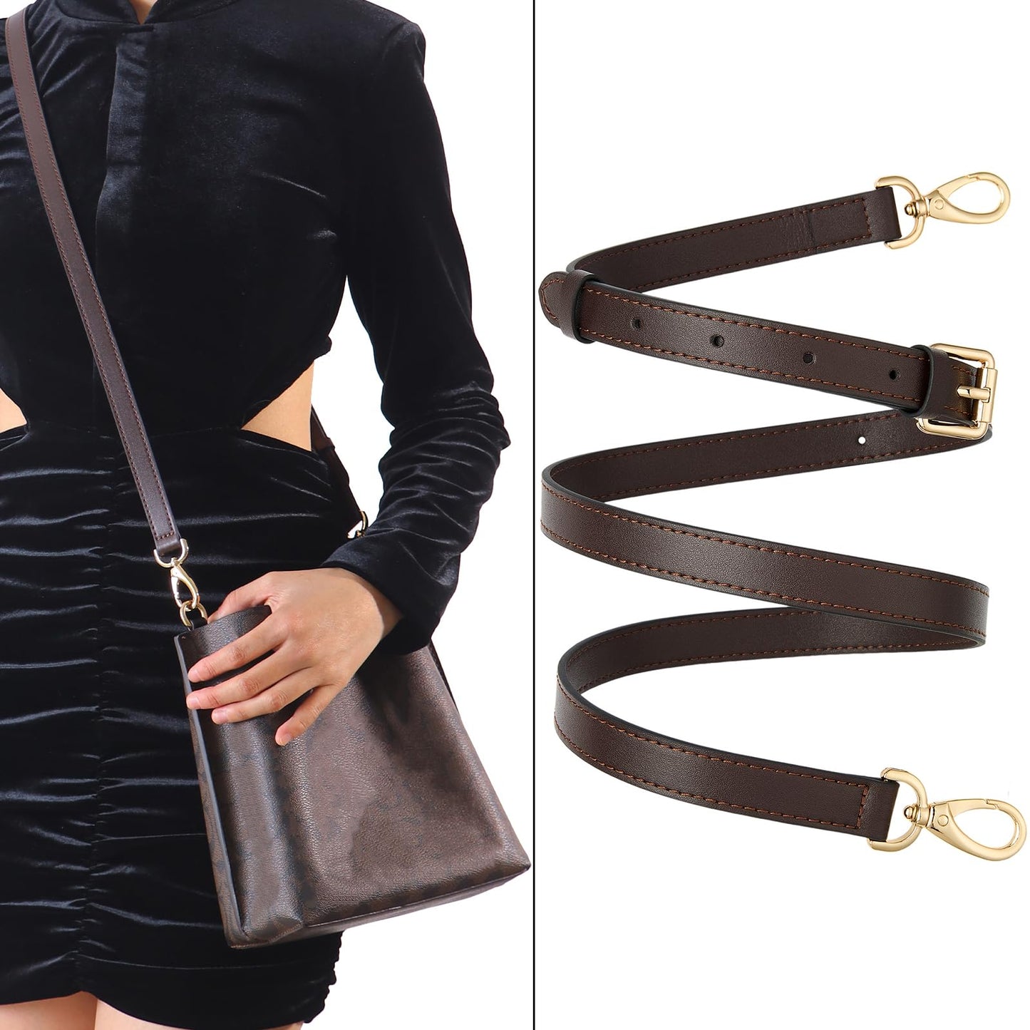 BAIXUEJI Leather Purse Strap Replacement Crossbody Handbag Long Adjustable