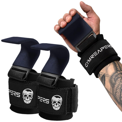 Gymreapers Weight Lifting Hooks (Pair), Heavy Duty Power Wrist Straps Hand Grip Support For Deadlifts, Pull Ups, Shrugs - Gym Gloves For Men and Women