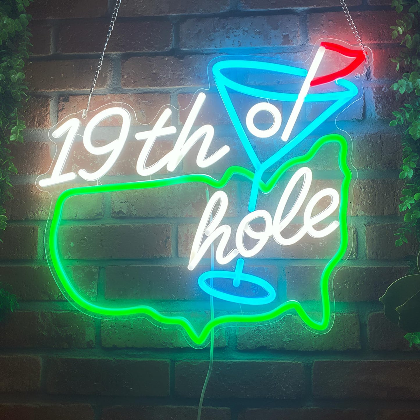 Zontruxe Golf Neon Sign for Wall Decor, Dimmable LED Golf Wall Lamp with 19th Hole Letter Sign, Light Up Sign for Man Cave, Bedroom, Office, Gym, Club, Party, Bar, Park, Birthday Gifts, 15 x 13 in