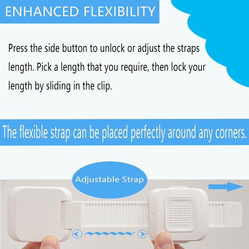 YEYA Upgraded No Drill Furniture Anchors for Baby Proofing, Anti-Tip Adjustable Straps, 4 Pack