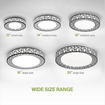ASD 18 Inch LED Flush Mount Ceiling Light Fixture for Bedroom, 35W 1992LM 5CCT 2700K-5000K, Triac Dimmable Lights, Dining, Living Room, Kitchen Lamps, Modern Home Lighting Fixtures, Black, ETL, 4 Pack