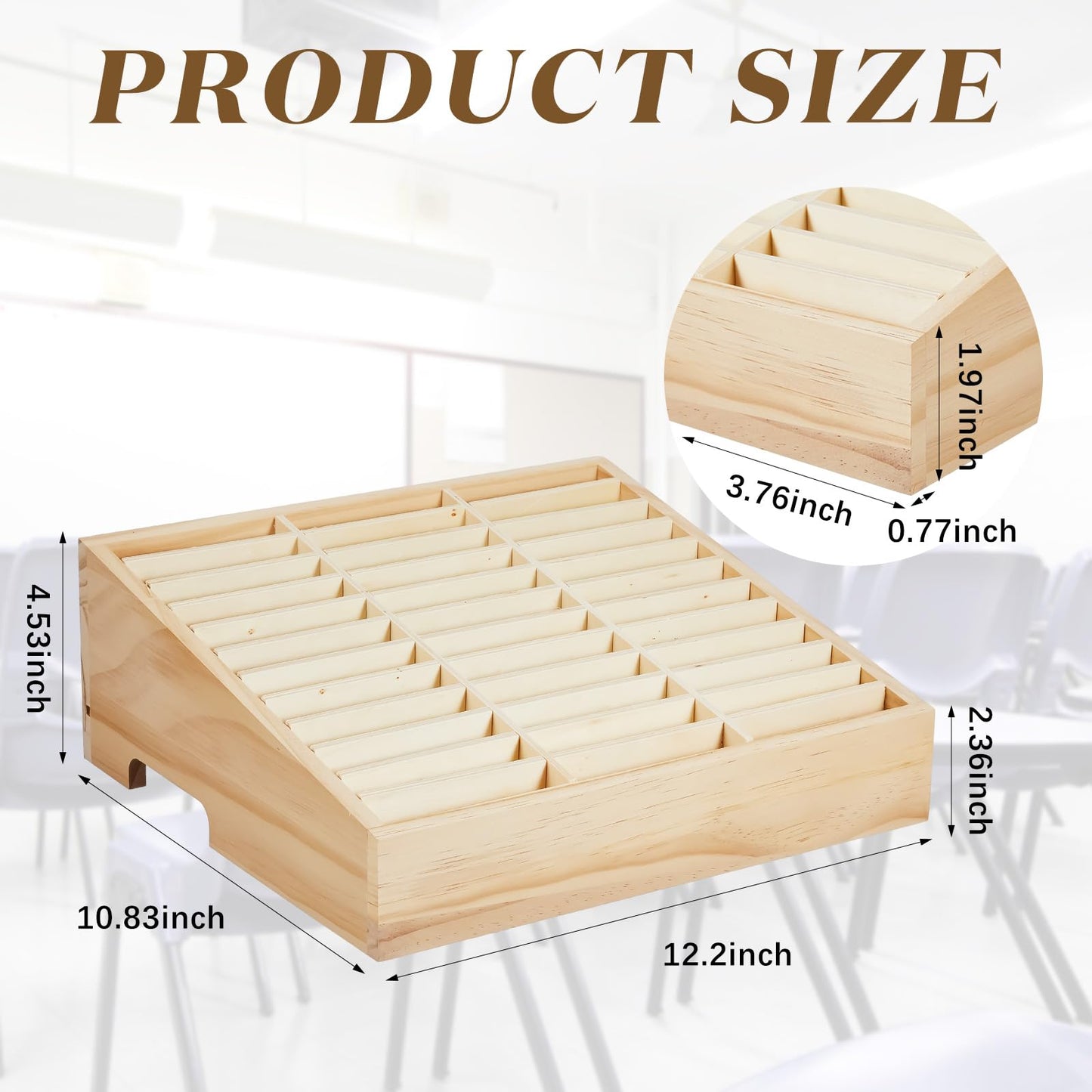 CroBlissful 2 Pcs 36 Grid Wooden Cell Phone Holder Classroom Wood Cell Phones Storage Box Desktop Mobile Phone Organizer for School Classroom Office