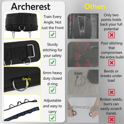 5 D-Rings Weightlifting Belt & Dip Belt with Adjustable 8- Loop Nylon Strap, Weighted Gym Belts for Pull Up, Dips,Squat, Powerlifting & Deadlift, Weight Lifting Belt with Structured Back Support