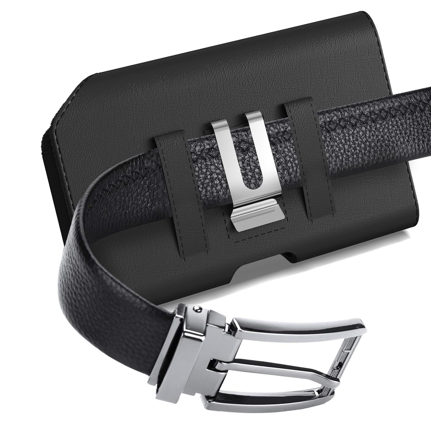 CoverON Holster with Earbuds Holder for 1+ OnePlus 15R 15 Nord 4 Open 13 13R 12 12R CE4 One Plus N200 N20 N10 5G 10T 10 9 Pro 8T+ Phone Case Belt Clip Buds Leather Pouch Bag (Fits Otterbox/Any Case)