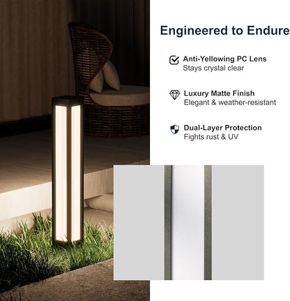 SkyGlow Bollard Light, 120V Line Voltage 32" Stainless Steel LED IP55 Waterproof Outdoor Modern Landscape Path Lights, 3000K Curb Appeal for Garden Pathway Lawn Patio Courtyard Driveway Commercial
