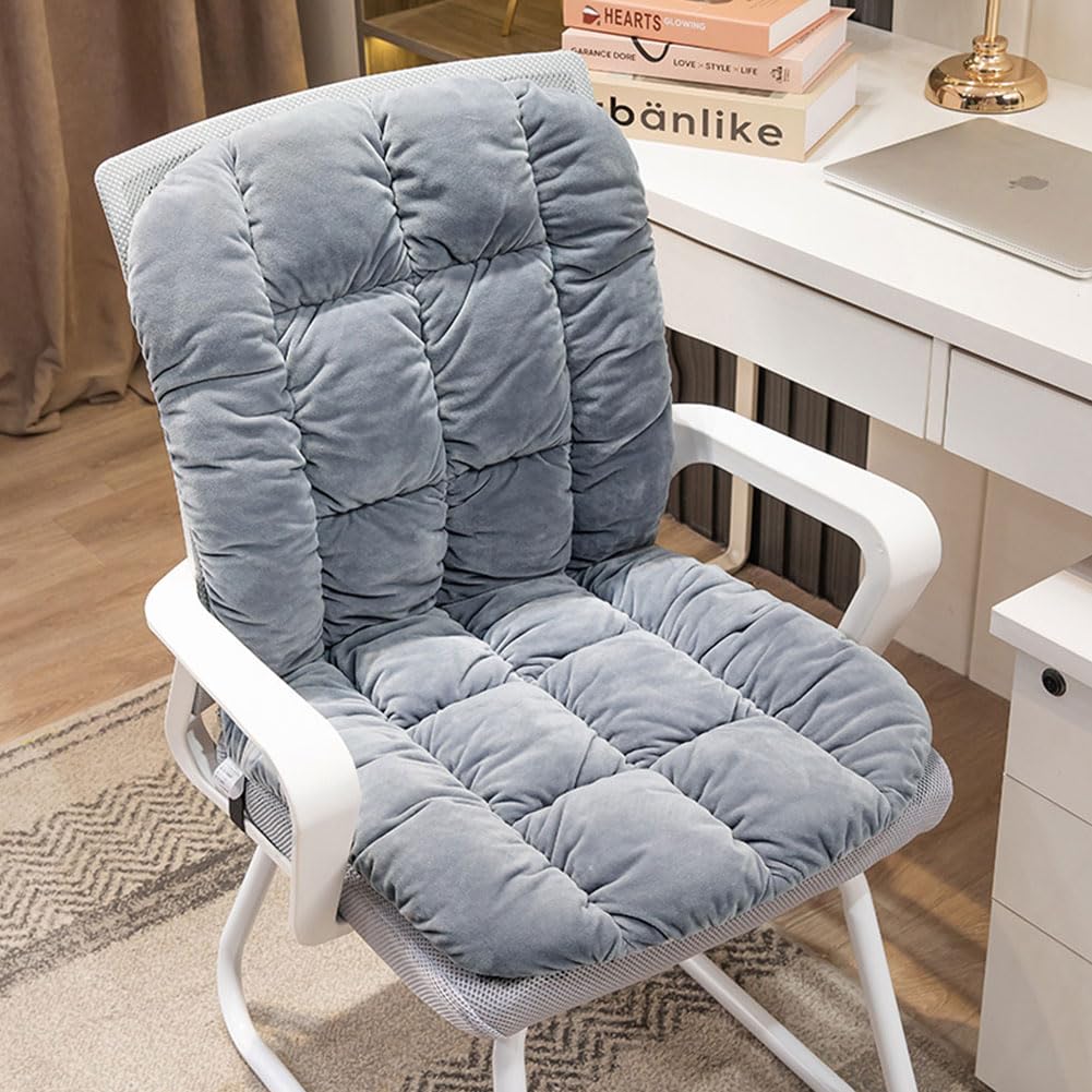 GKWW Desk Chair Cushion Non-Slip Rocking Seat Cushion Office Chair Pad Dorm Seat Cushion with High Back Support Soft Seat Pad with Ties for Office Car Home Dining Room Kitchen