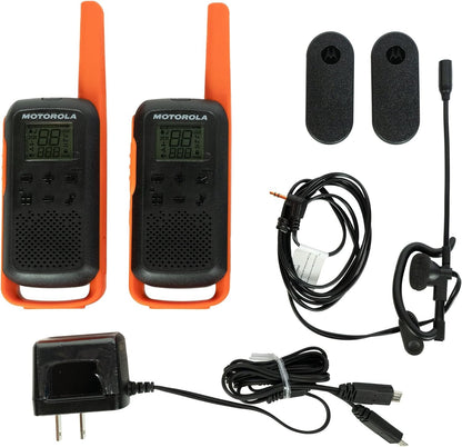Motorola Solutions, Portable FRS, T210, Talkabout, Two-Way Radios, Rechargeable, 22 Channel, 20 Mile, Black W/Red, 2 Pack